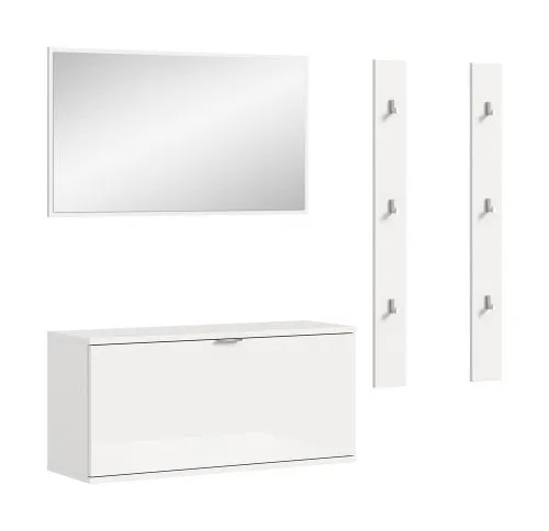 Garderoben-Set Projekt X | mit 2 Paneelen | Weiß Hochglanz | 4-teilig