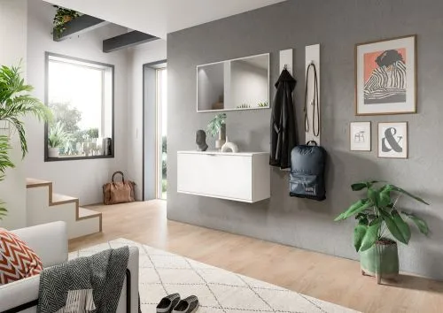 Garderoben-Set Projekt X | mit 2 Paneelen | Weiß Hochglanz | 4-teilig