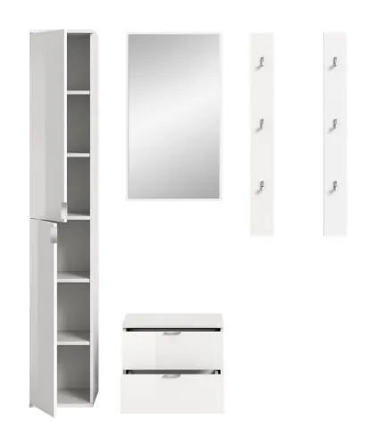 Garderoben Set Projekt X | mit Hochschrank | weiß Hochglanz | 5-teilig
