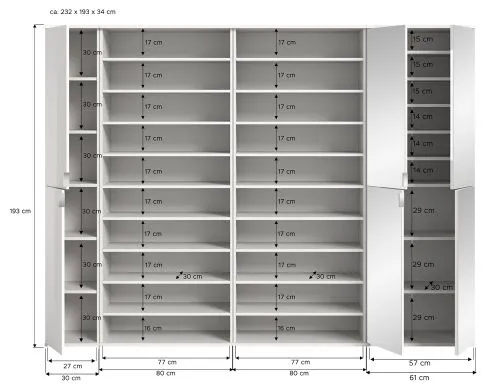 Garderoben Set Projekt X | mit Schuhregal | weiß Hochglanz | 4-teilig