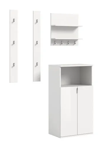 Garderoben Set Projekt X mit Schuhschrank weiß Hochglanz | 4-teilig
