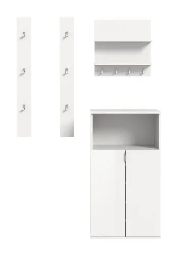 Garderoben Set Projekt X mit Schuhschrank weiß Hochglanz | 4-teilig