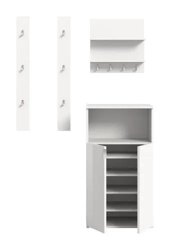 Garderoben Set Projekt X mit Schuhschrank weiß Hochglanz | 4-teilig