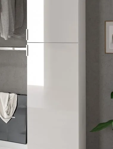 Garderoben Set Projekt X mit Spiegelschrank weiß Hochglanz 3-teilig