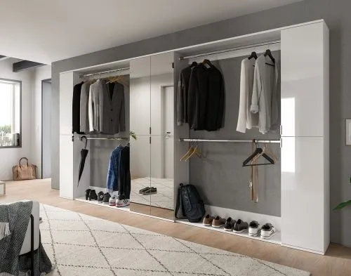 Garderoben Set Projekt X mit Zwischenelement weiß Hochglanz 5-teilig