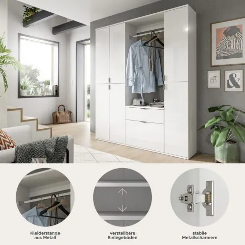 Garderoben Set Projekt X | weiß Hochglanz | 3-teilig