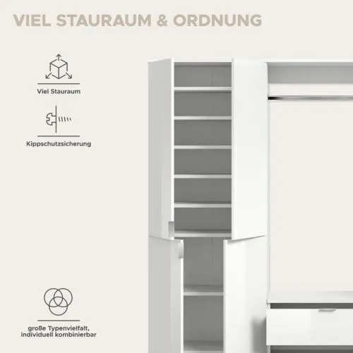 Garderoben Set Projekt X | weiß Hochglanz | 3-teilig