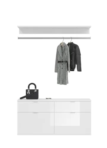 Garderoben Set Projekt X | weiß Hochglanz / Artisan Eiche mit Spiegeltüren | 3-teilig