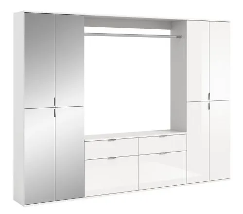 Garderoben Set Projekt X | weiß Hochglanz / Spiegeltüren | 3-teilig