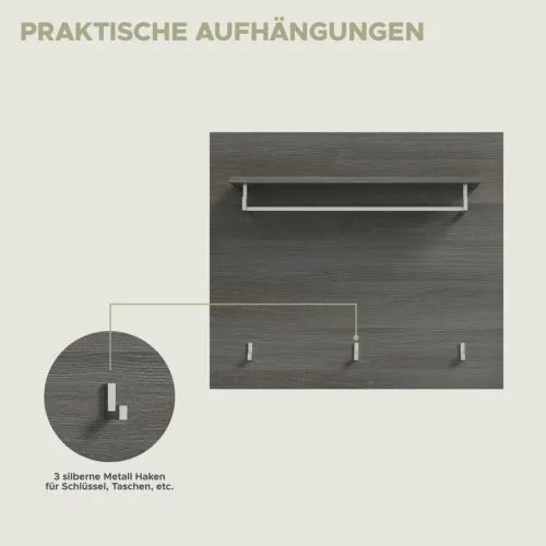 Garderoben-Set Salsa | rauchsilber / weiß Hochglanz | 3-teilig