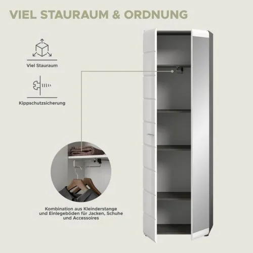 Garderoben-Set Salsa | rauchsilber / weiß Hochglanz | 3-teilig