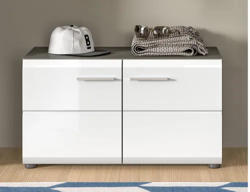 Garderoben-Set Salsa | rauchsilber / weiß Hochglanz | 3-teilig ohne Sitzkissen