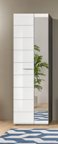 Garderoben-Set Salsa | rauchsilber / weiß Hochglanz | 5-teilig mit Sitzkissen