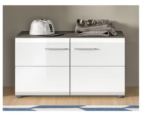 Garderoben-Set Salsa | rauchsilber / weiß Hochglanz | 5-teilig ohne Sitzkissen