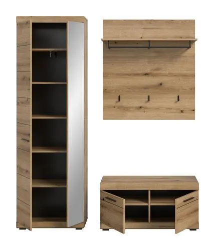 Garderoben-Set Scout | Evoke Oak | 3-teilig | mit Sitzkissen