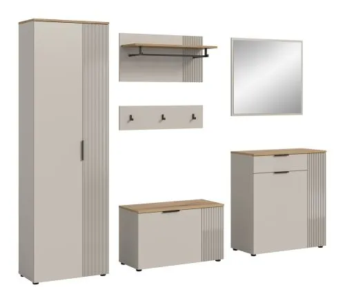 Garderoben-Set Slide | Kaschmir / Evoke Oak | 5-teilig | inkl. Sitzkissen