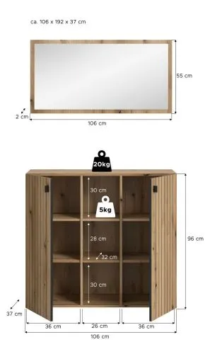 Garderoben-Set Station 2 | Evoke Eiche | 2-teilig