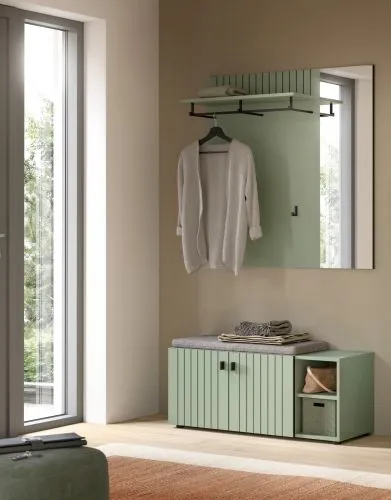 Garderoben-Set Station 3 | Smoke Green | 2-teilig | mit Sitzkissen