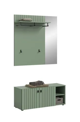 Garderoben-Set Station 3 | Smoke Green | 2-teilig | mit Sitzkissen