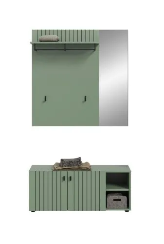 Garderoben-Set Station 3 | Smoke Green | 2-teilig | mit Sitzkissen