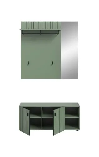 Garderoben-Set Station 3 | Smoke Green | 2-teilig | ohne Sitzkissen