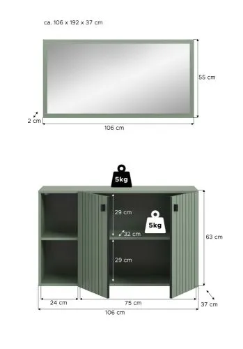 Garderoben-Set Station 4 | Smoke Green | 2-teilig