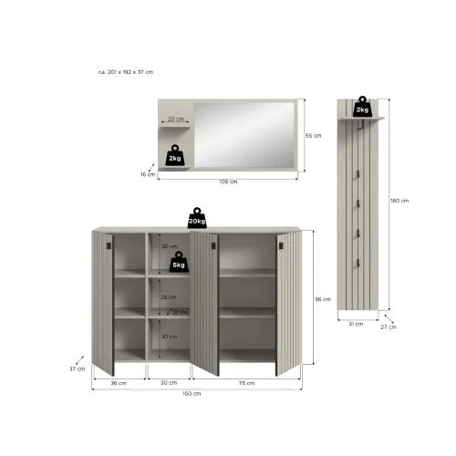 Garderoben-Set Station | Kaschmir | 3-teilig