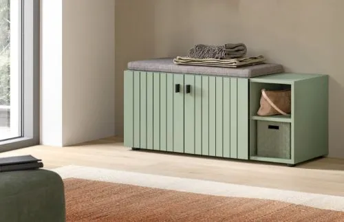 Garderoben-Set Station | Smoke Green | 3-teilig | mit Sitzkissen