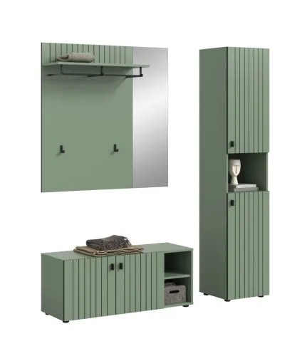 Garderoben-Set Station | Smoke Green | 3-teilig | mit Sitzkissen