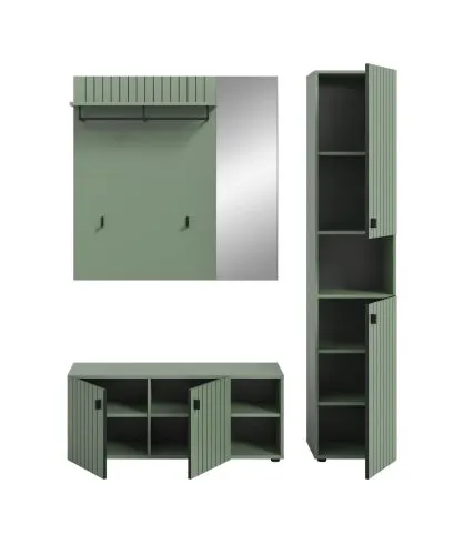 Garderoben-Set Station | Smoke Green | 3-teilig | optionaler Sitzkissen