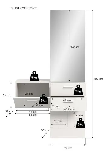 Garderoben-Set Vaga | 2-teilig | weiß
