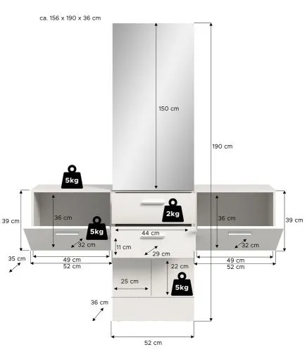 Garderoben-Set Vaga 3 | 3-teilig | weiß
