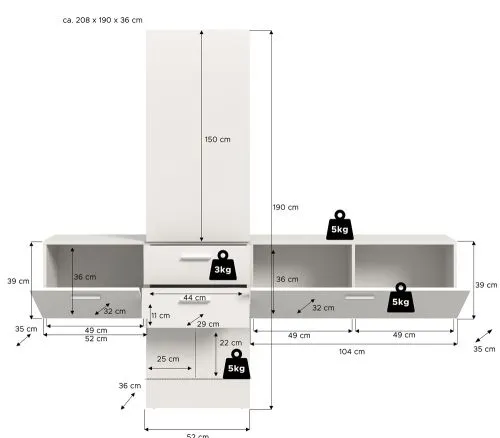 Garderoben-Set Vaga 6 | 3-teilig | weiß