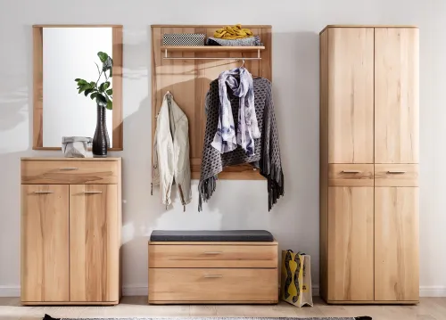 Garderoben Set Vedura | Kernbuche massiv | 5-teilig ohne Kissen