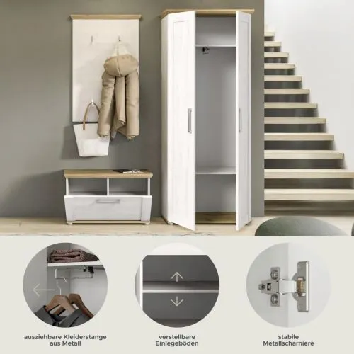 Garderoben-Set Verona | Lärche Sibiu / Eiche | 3-teilig