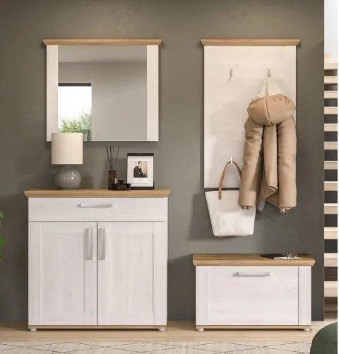 Garderoben-Set Verona | Lärche Sibiu / Eiche | 4-teilig mit Sitzkissen