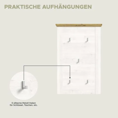 Garderoben-Set Verona | Lärche Sibiu / Eiche | 4-teilig ohne Sitzkissen