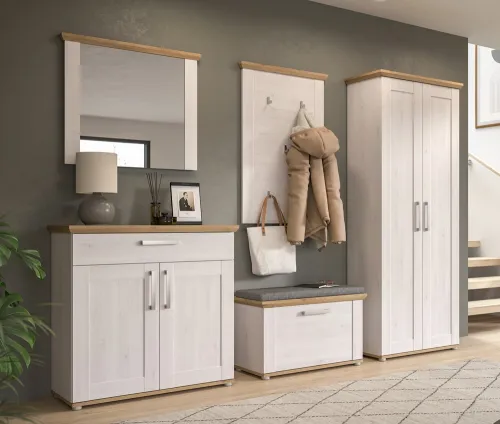 Garderoben-Set Verona | Lärche Sibiu / Eiche | 5-teilig mit Sitzkissen