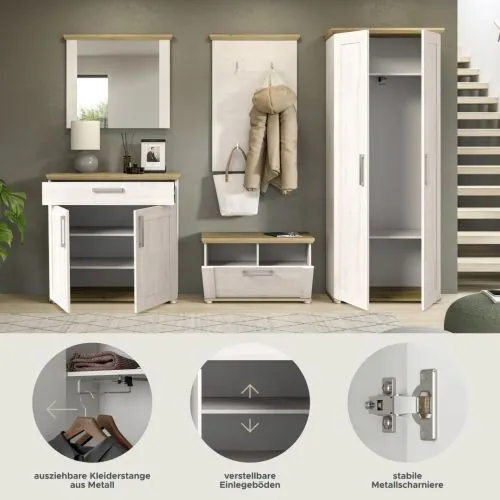 Garderoben-Set Verona | Lärche Sibiu / Eiche | 5-teilig ohne Sitzkissen