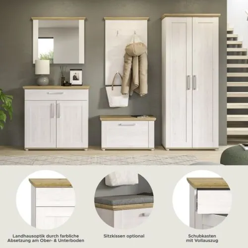 Garderoben-Set Verona | Lärche Sibiu / Eiche | 5-teilig ohne Sitzkissen