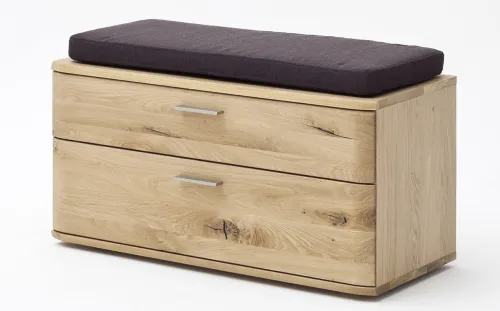 Garderobenbank Nilo | Balkeneiche Bianco mit Sitzkissen