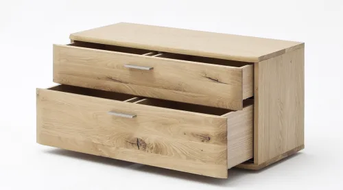 Garderobenbank Nilo | Balkeneiche Bianco mit Sitzkissen