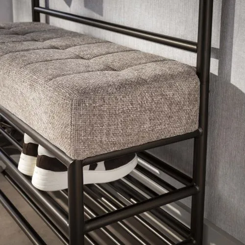 Garderobenbank Shio | 11 Haken | mit Sitzfunktion | Eiche | Drift brown