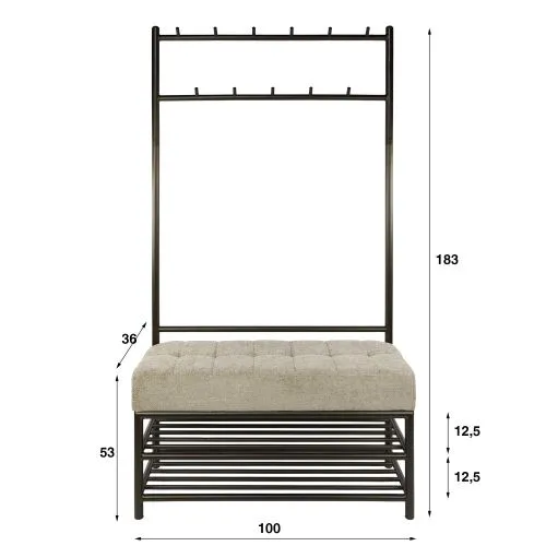 Garderobenbank Shio | 11 Haken | mit Sitzfunktion | Eiche | Drift brown