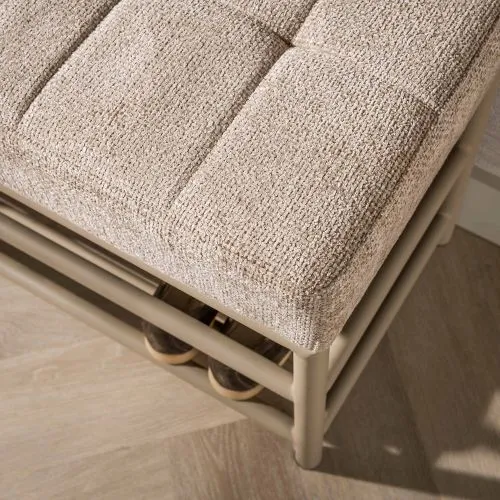 Garderobenbank Shio | 7 Haken | mit Sitzfunktion | beige