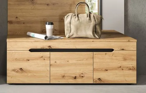 Garderobenbank Sitzbank Canu 1 | Basalt grau /Artisan Eiche