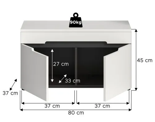Garderobenbank Sitzbank Canu | Basalt grau / Weiß mit Kissen