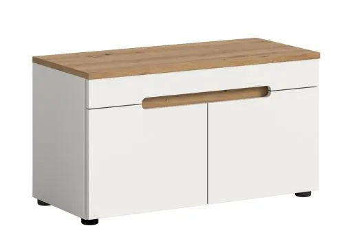 Garderobenbank Sitzbank Canu | Weiß / Artisan Eiche ohne Sitzkissen