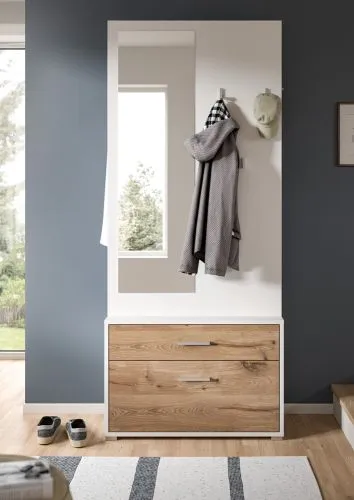 Garderobenkombination Kompaktgarderobe Polo 2 | weiß / Nox Oak