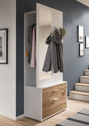 Garderobenkombination Kompaktgarderobe Polo 2 | weiß / Nox Oak